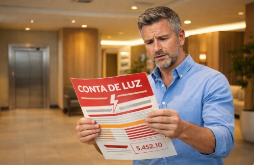 homem segurando conta de luz