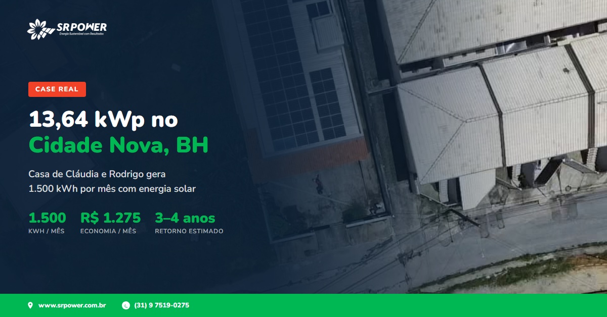 Energia solar em Belo Horizonte - SR Power | instalacao cidade nova claudia rodrigo